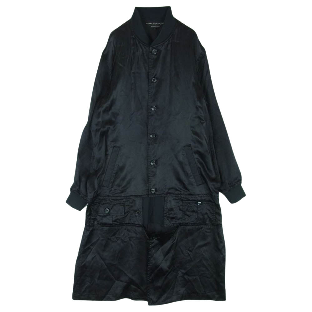 COMME des GARCONS HOMME PLUS コムデギャルソンオムプリュス 20SS PE-J087 バックプリント キュプラサテン スタッフ コート 日本製 ブラック系 S【中古】