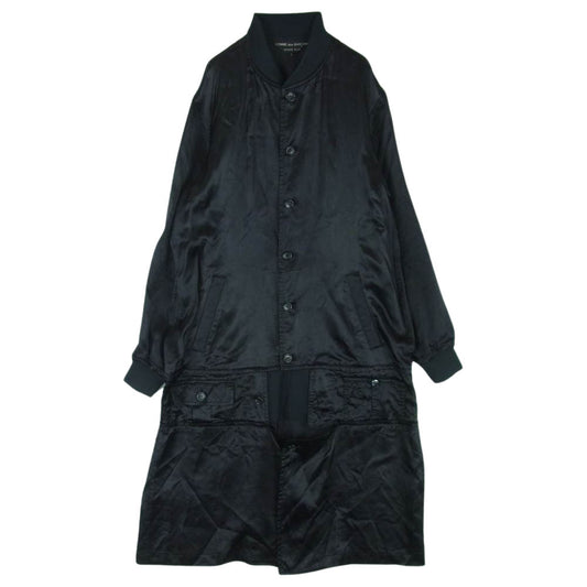 COMME des GARCONS HOMME PLUS コムデギャルソンオムプリュス 20SS PE-J087 バックプリント キュプラサテン スタッフ コート 日本製 ブラック系 S【中古】