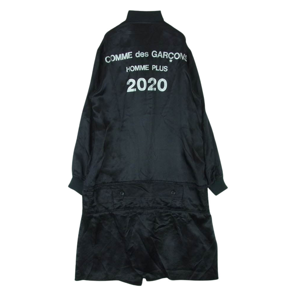 COMME des GARCONS HOMME PLUS コムデギャルソンオムプリュス 20SS PE-J087 バックプリント キュプラサテン スタッフ コート 日本製 ブラック系 S【中古】