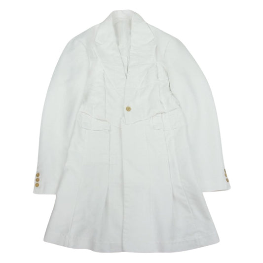COMME des GARCONS HOMME PLUS コムデギャルソンオムプリュス 21SS PG-J031 製品加工 ポリエステル縮絨 ポリ縮 変形 ステッチ プリーツデザイン 1B テーラードジャケット ホワイト系 S【中古】