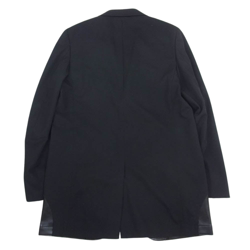 COMME des GARCONS HOMME PLUS コムデギャルソンオムプリュス 19SS PC-J059 クレイジースーツ期 異素材ドッキング 裾フェイクレザー切替 レイヤード テーラードジャケット ブラック系 M【中古】