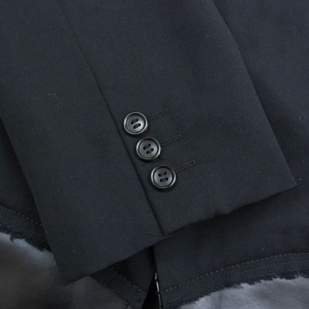 COMME des GARCONS HOMME PLUS コムデギャルソンオムプリュス 19SS PC-J059 クレイジースーツ期 異素材ドッキング 裾フェイクレザー切替 レイヤード テーラードジャケット ブラック系 M【中古】