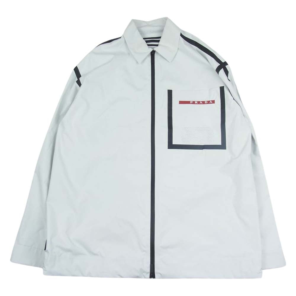 PRADA プラダ 21AW LR-LX071 BEYOND THE LINE リサイクル テクニカル 止水ジップ シェル ジャケット ホワイト系 M【中古】