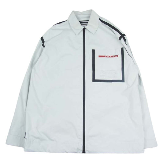 PRADA プラダ 21AW LR-LX071 BEYOND THE LINE リサイクル テクニカル 止水ジップ シェル ジャケット ホワイト系 M【中古】