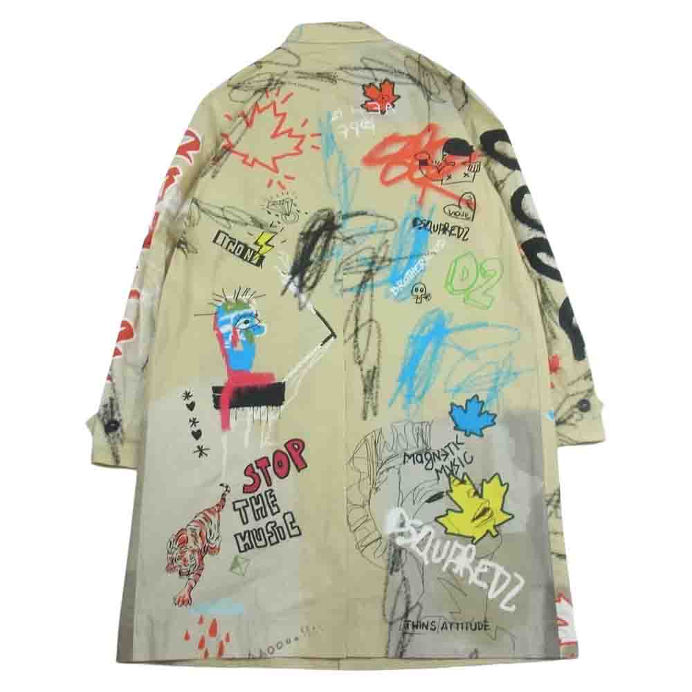 DSQUARED2 ディースクエアード 22SS S74AA0248 Street Art Trench Coat 総柄 グラフィックプリント ストリートアート トレンチ ステンカラーコート ベージュ系 50【中古】