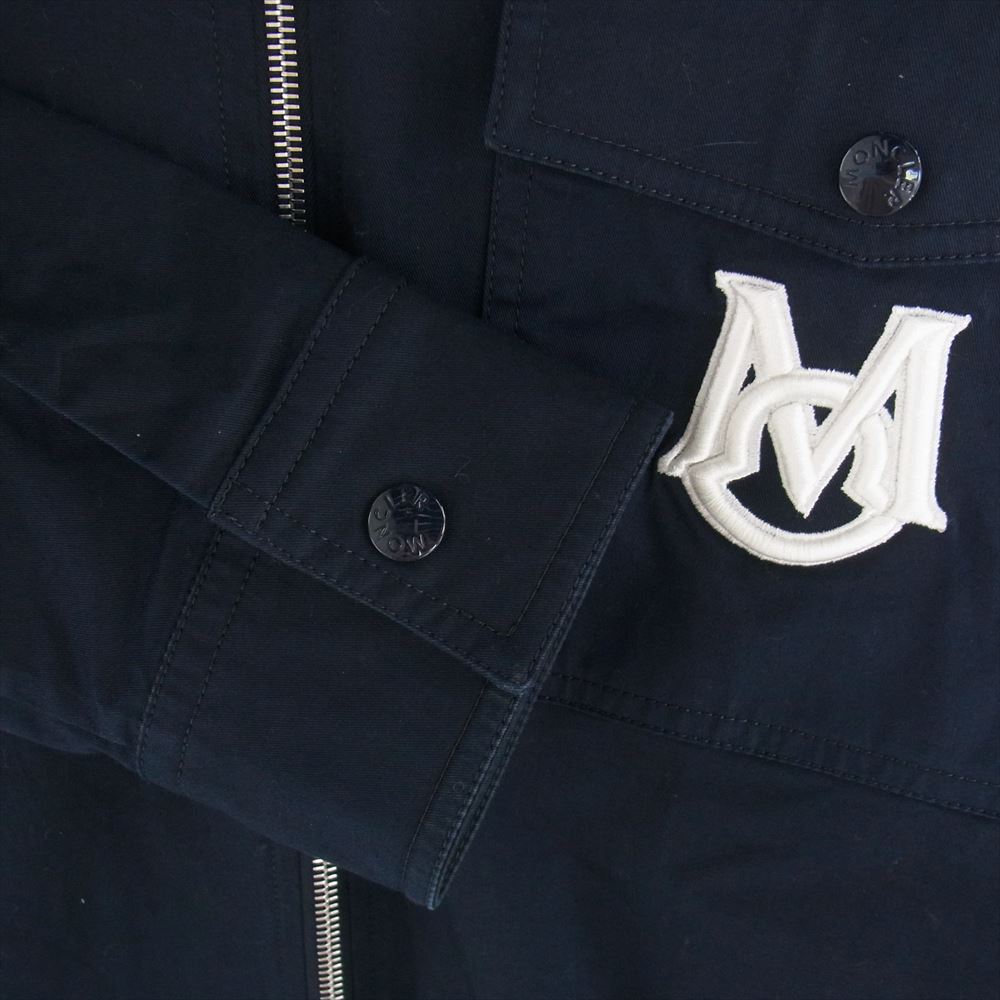MONCLER モンクレール CAMICIA カミーチェ コットンギャバジン マグリアロゴ刺繍 フルジップ ジャケット ネイビー系 L【中古】