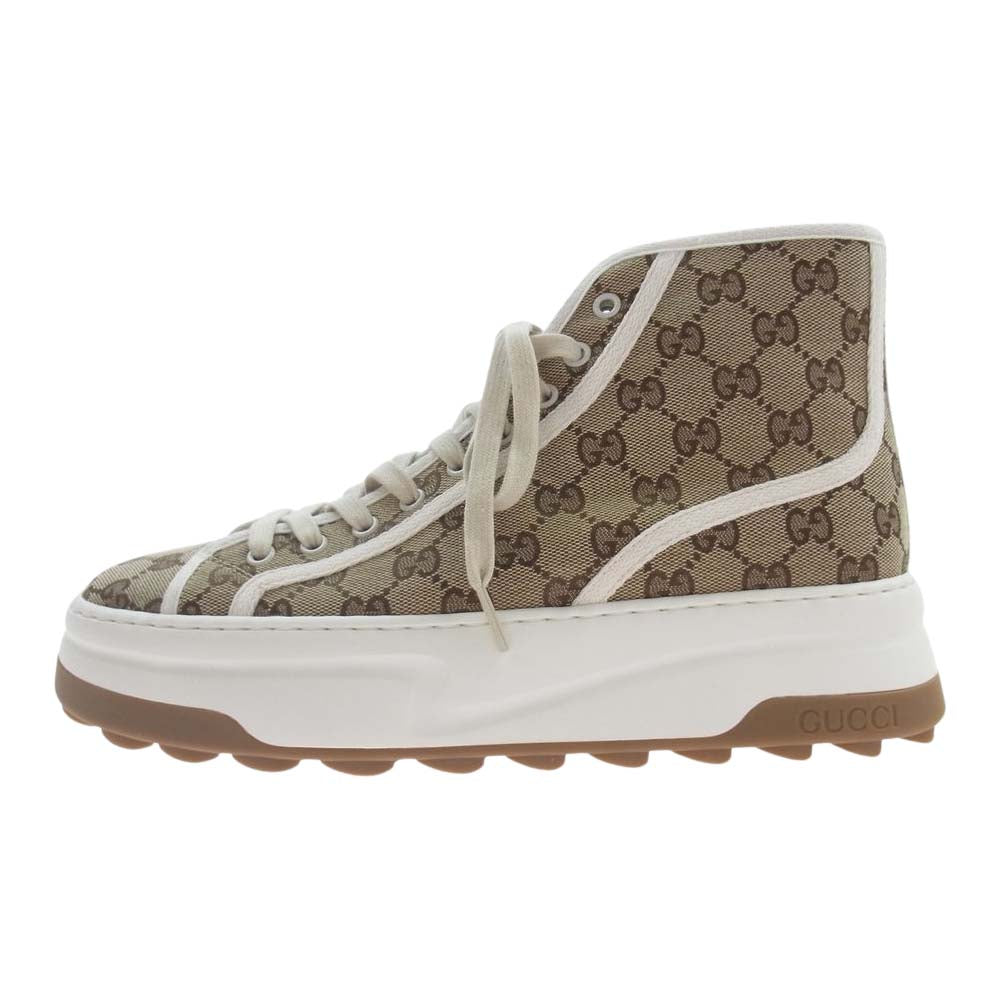GUCCI グッチ 745999 GGキャンバス ハイカット スニーカー ブラウン系 8.5【中古】