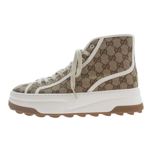 GUCCI グッチ 745999 GGキャンバス ハイカット スニーカー ブラウン系 8.5【中古】