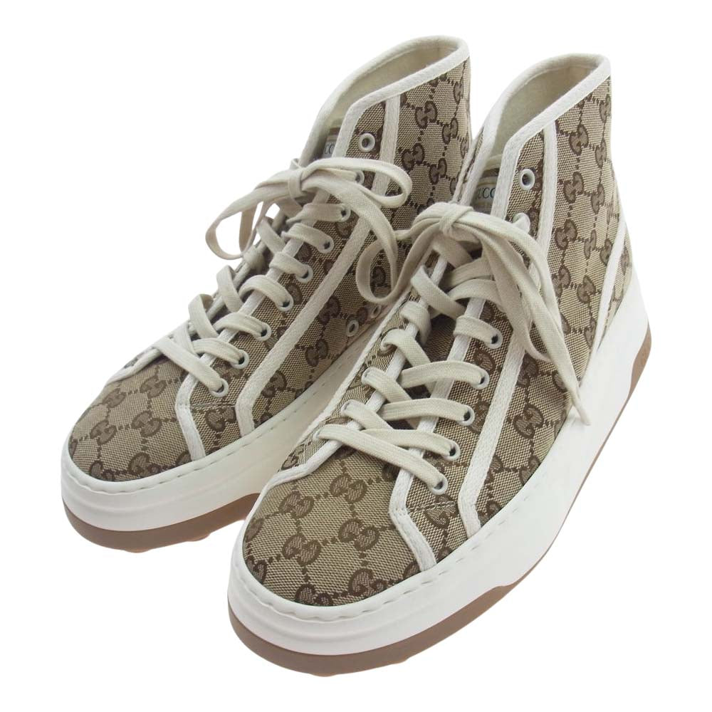 GUCCI グッチ 745999 GGキャンバス ハイカット スニーカー ブラウン系 8.5【中古】