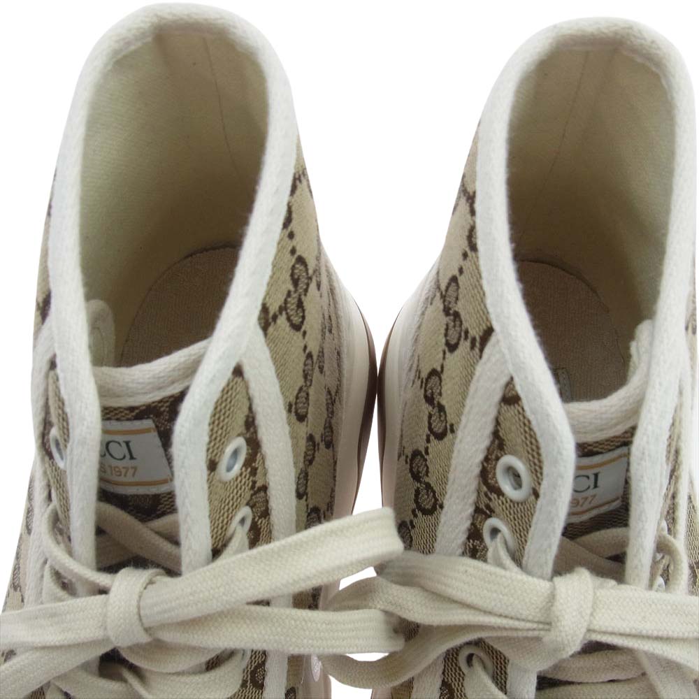 GUCCI グッチ 745999 GGキャンバス ハイカット スニーカー ブラウン系 8.5【中古】