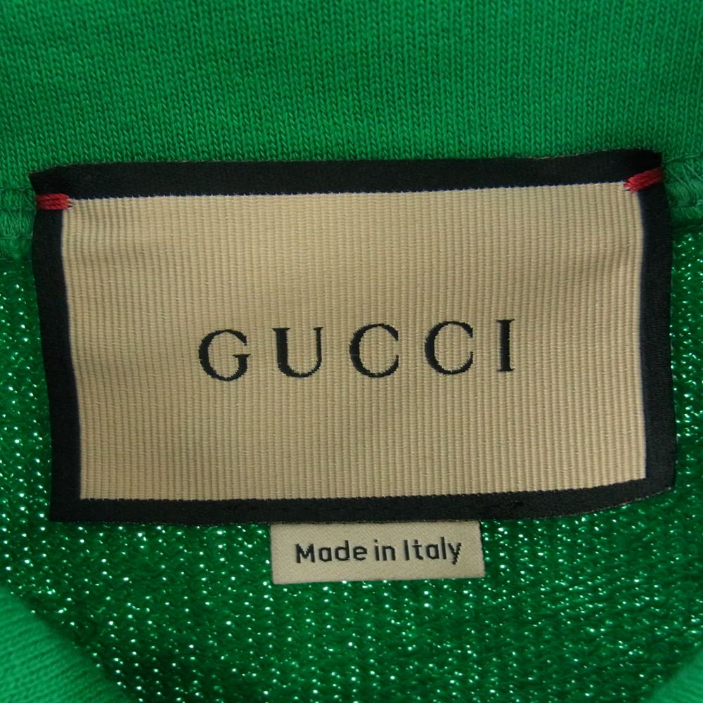 GUCCI グッチ 742559 国内正規品 S'il Vous Plait ベア刺繍パッチ ロゴプリント プルオーバー パーカー フーディ グリーン系 イエロー系 ホワイト系 XL【中古】