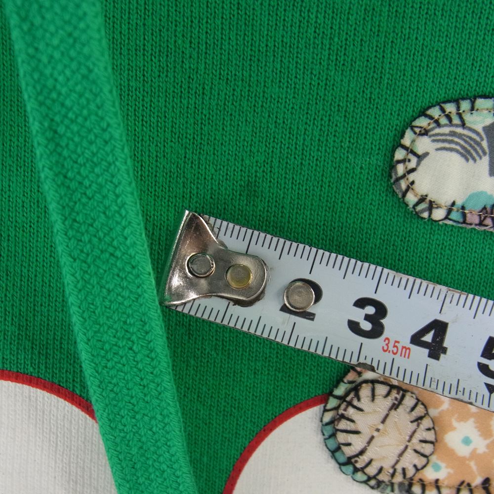 GUCCI グッチ 742559 国内正規品 S'il Vous Plait ベア刺繍パッチ ロゴプリント プルオーバー パーカー フーディ グリーン系 イエロー系 ホワイト系 XL【中古】
