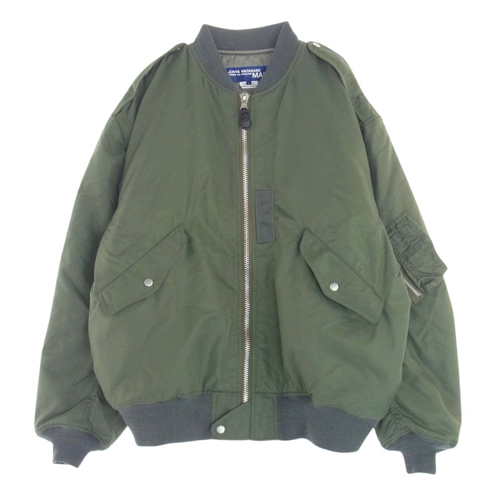 JUNYA WATANABE COMME des GARCONS MAN ジュンヤワタナベコムデギャルソンマン 21SS WH-J029 ナイロンツイル バックプリント MA-1 オーバーサイズ ミリタリー ジャケット モスグリーン系 L【中古】