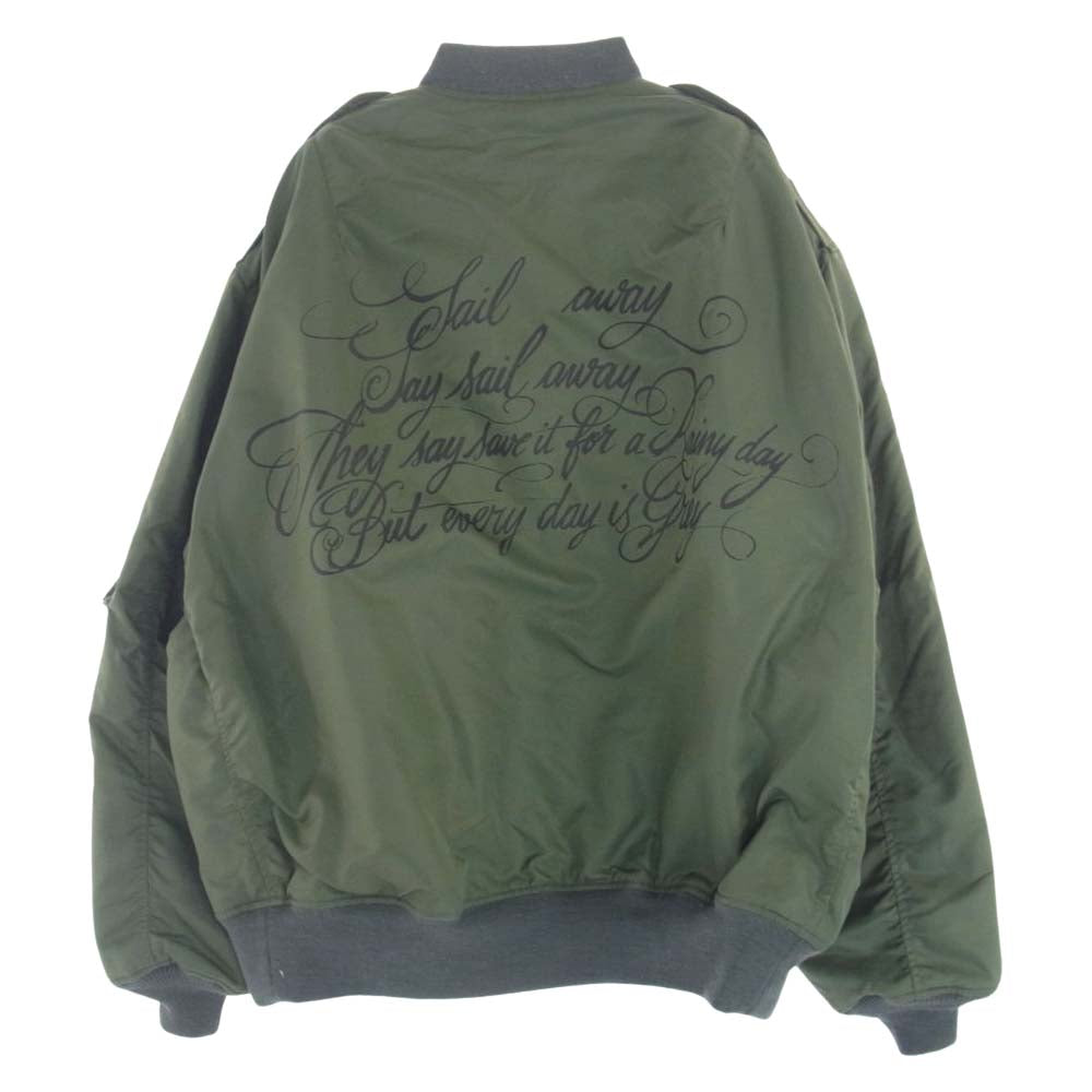 JUNYA WATANABE COMME des GARCONS MAN ジュンヤワタナベコムデギャルソンマン 21SS WH-J029 ナイロンツイル バックプリント MA-1 オーバーサイズ ミリタリー ジャケット モスグリーン系 L【中古】