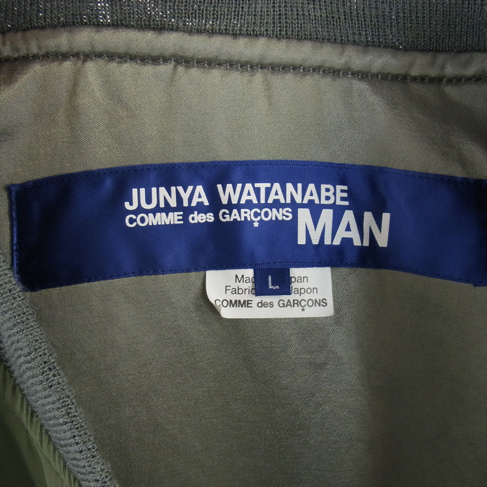 JUNYA WATANABE COMME des GARCONS MAN ジュンヤワタナベコムデギャルソンマン 21SS WH-J029 ナイロンツイル バックプリント MA-1 オーバーサイズ ミリタリー ジャケット モスグリーン系 L【中古】