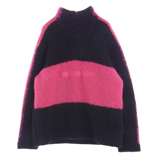 LOUIS VUITTON ルイ・ヴィトン 19AW 1A5CEK Embroidered Long Sleeve Oversized Fleece Jumper アルパカ混 ハーフジップ エンブロイダリー オーバーサイズ フリースジャケット ブラック系 ピンク系 L【中古】