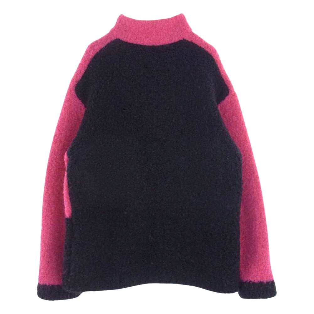 LOUIS VUITTON ルイ・ヴィトン 19AW 1A5CEK Embroidered Long Sleeve Oversized Fleece Jumper アルパカ混 ハーフジップ エンブロイダリー オーバーサイズ フリースジャケット ブラック系 ピンク系 L【中古】