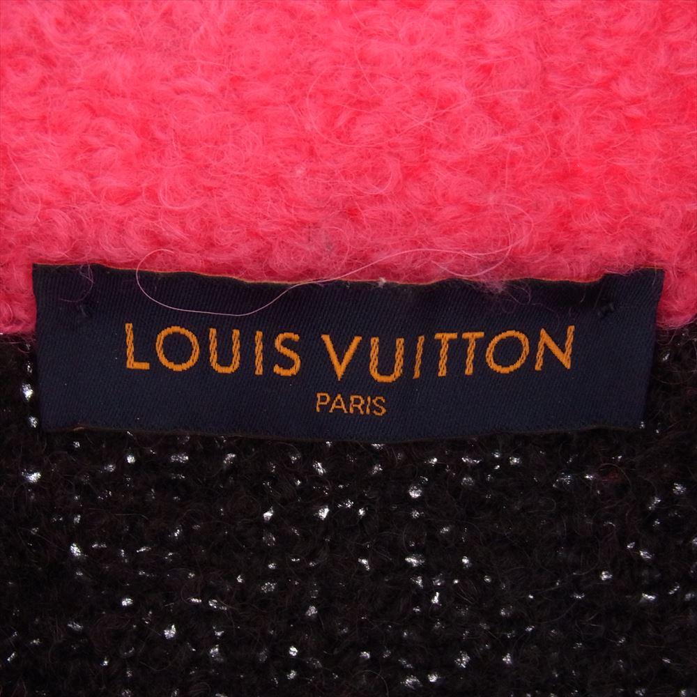 LOUIS VUITTON ルイ・ヴィトン 19AW 1A5CEK Embroidered Long Sleeve Oversized Fleece Jumper アルパカ混 ハーフジップ エンブロイダリー オーバーサイズ フリースジャケット ブラック系 ピンク系 L【中古】