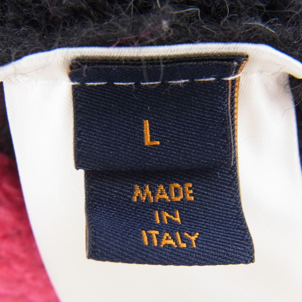 LOUIS VUITTON ルイ・ヴィトン 19AW 1A5CEK Embroidered Long Sleeve Oversized Fleece Jumper アルパカ混 ハーフジップ エンブロイダリー オーバーサイズ フリースジャケット ブラック系 ピンク系 L【中古】