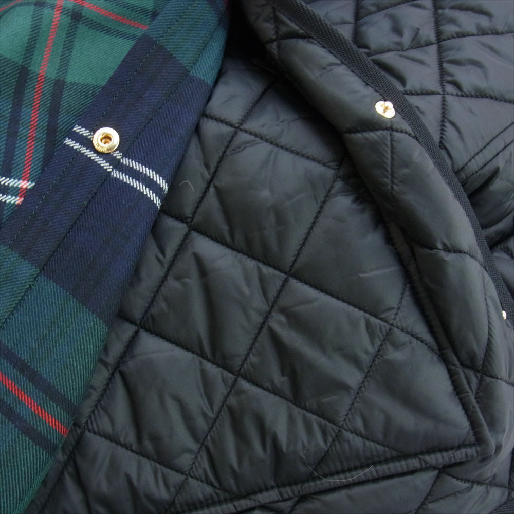 BURBERRY バーバリー 8062346 ロゴ刺繍 ウール チェック 中綿ライナー付き エルボーパッチ オーバーサイズ シャツ ジャケット グリーン系 UK6【美品】【中古】