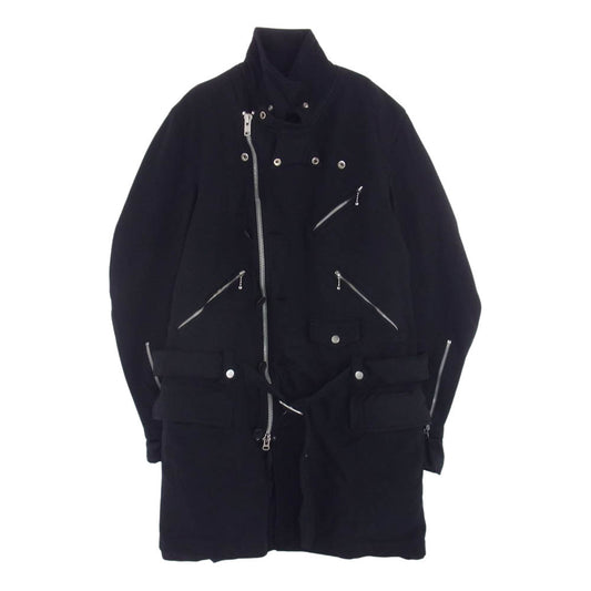 JUNYA WATANABE COMME des GARCONS MAN ジュンヤワタナベコムデギャルソンマン 23AW WL-C006 ポリエステル縮絨 ポリ縮 エステルサージ 製品加工 ライダース コート ブラック系 M【美品】【中古】