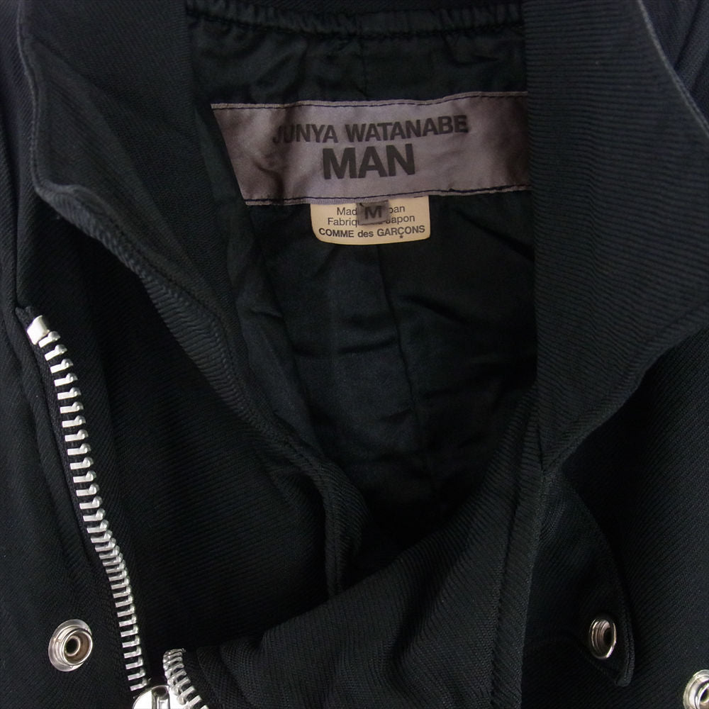JUNYA WATANABE COMME des GARCONS MAN ジュンヤワタナベコムデギャルソンマン 23AW WL-C006 ポリエステル縮絨 ポリ縮 エステルサージ 製品加工 ライダース コート ブラック系 M【美品】【中古】
