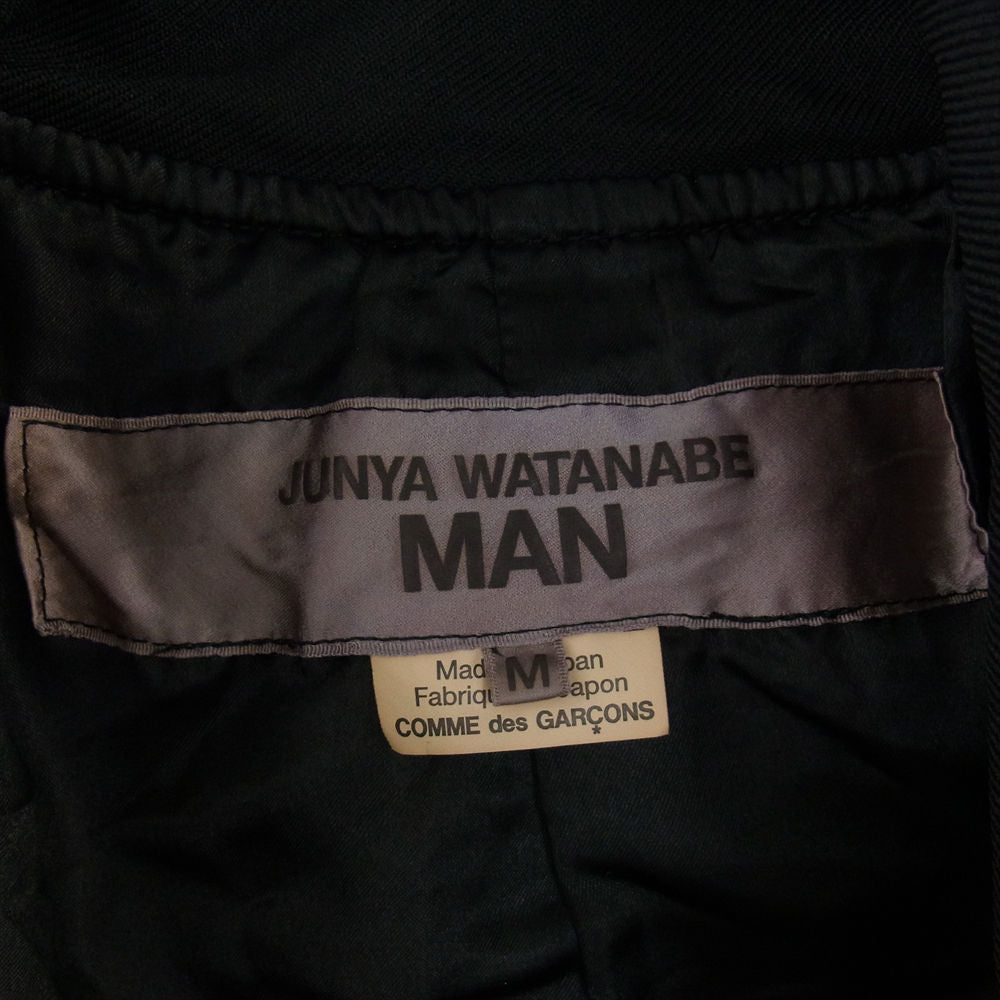 JUNYA WATANABE COMME des GARCONS MAN ジュンヤワタナベコムデギャルソンマン 23AW WL-C006 ポリエステル縮絨 ポリ縮 エステルサージ 製品加工 ライダース コート ブラック系 M【美品】【中古】