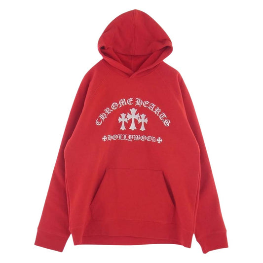CHROME HEARTS クロムハーツ（原本無） 国内正規品 Y NOT Cemetery Cross Pullover Hoodie ワイノット セメタリークロス プルオーバー パーカー フーディ レッド系 XL【中古】