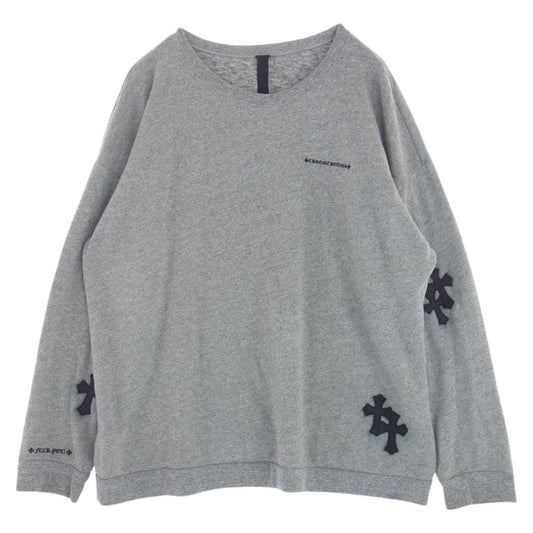 CHROME HEARTS クロムハーツ（原本無） 国内正規品 SWTSHRT GRP Y NOT-U-OVRSZD グループワイノット レザークロスパッチ オーバーサイズ スウェット トレーナー グレー系 XL【中古】