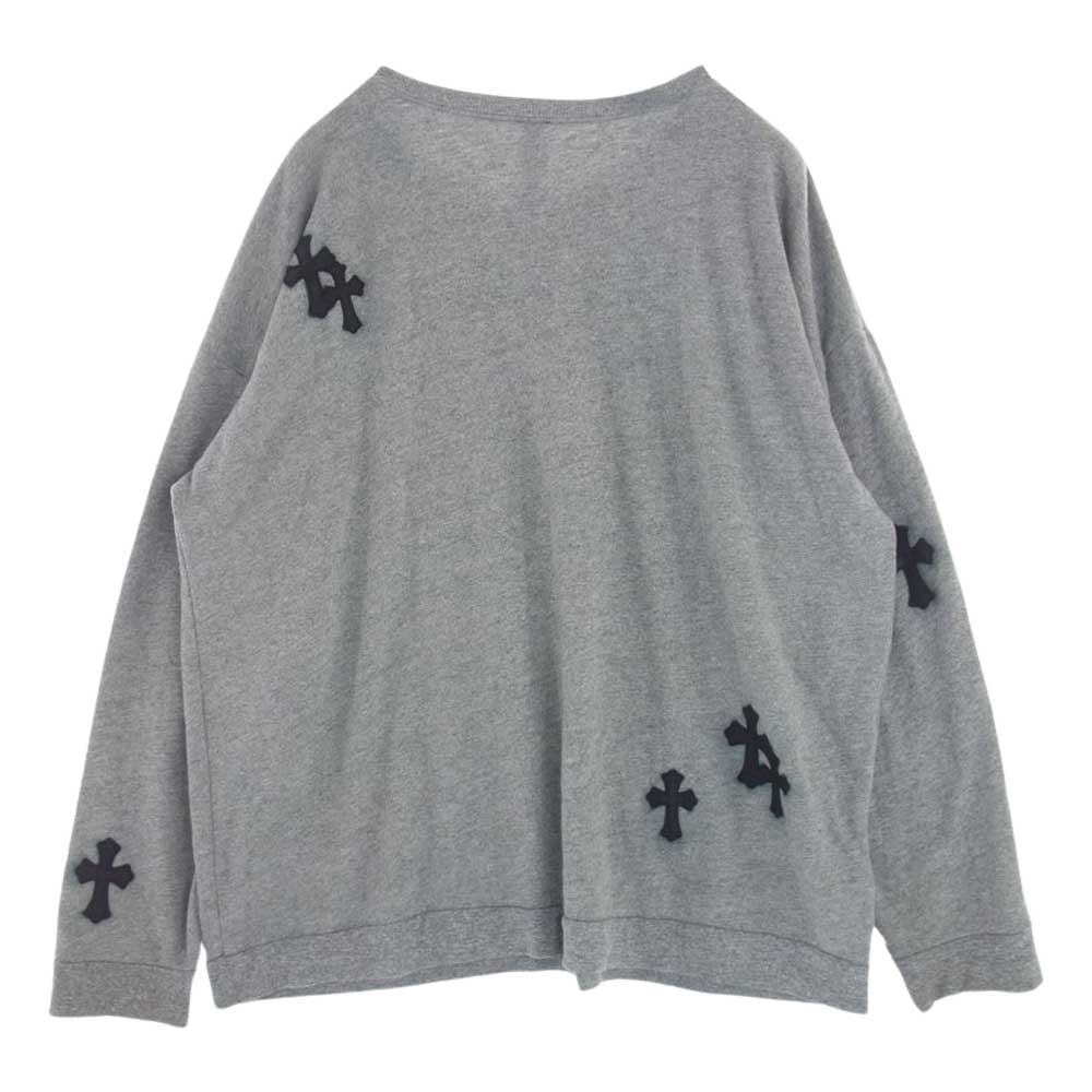 CHROME HEARTS クロムハーツ（原本無） 国内正規品 SWTSHRT GRP Y NOT-U-OVRSZD グループワイノット レザークロスパッチ オーバーサイズ スウェット トレーナー グレー系 XL【中古】