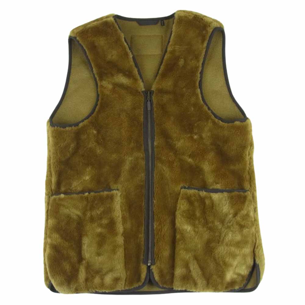 Barbour バブアー 222MLI0035 SL FUR LINER フロント ジップ ファー ライナー リバーシブル ボア ベスト ブラウン系 36【美品】【中古】