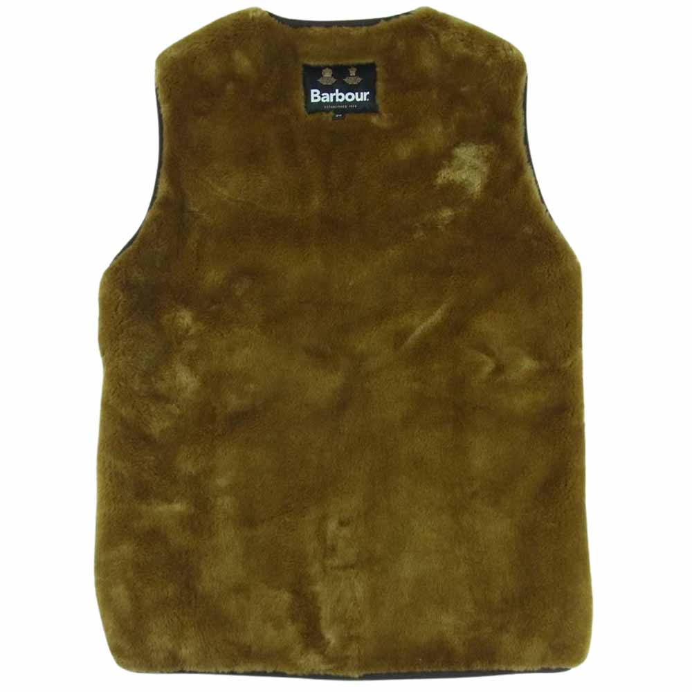 Barbour バブアー 222MLI0035 SL FUR LINER フロント ジップ ファー ライナー リバーシブル ボア ベスト ブラウン系 36【美品】【中古】