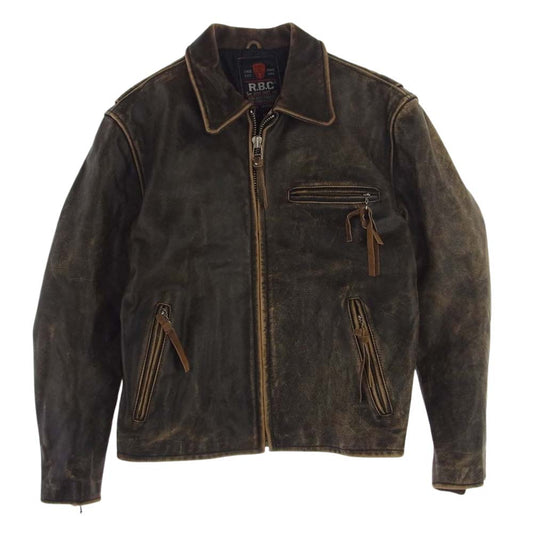 アールビーシー レザー シングル ライダース ジャケット ブラウン系 M【中古】