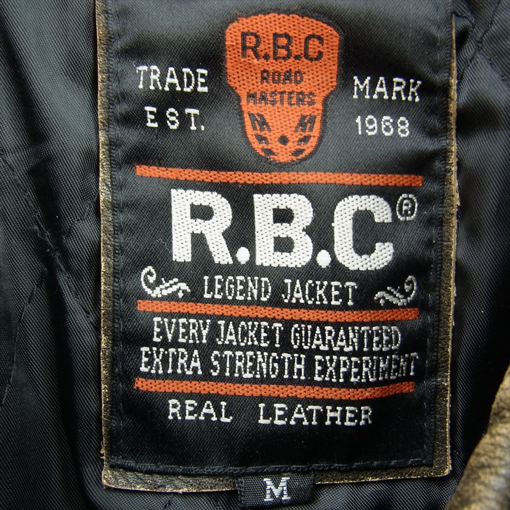 アールビーシー レザー シングル ライダース ジャケット ブラウン系 M【中古】