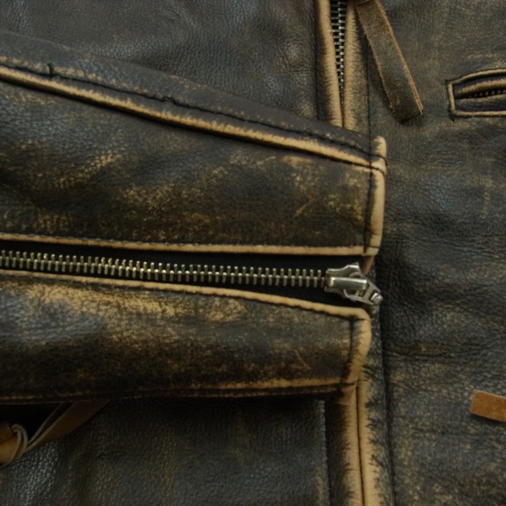 アールビーシー レザー シングル ライダース ジャケット ブラウン系 M【中古】