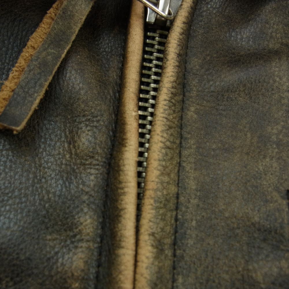 アールビーシー レザー シングル ライダース ジャケット ブラウン系 M【中古】