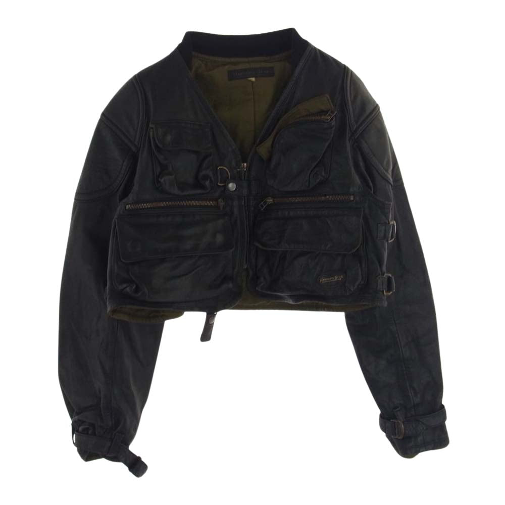 ハロルズギア LEATHER SHORT JACKET レディース レザー ショート ジャケット ブラック系 F【中古】