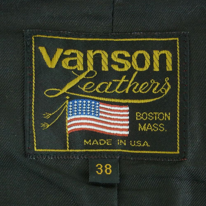VANSON バンソン 90s VZ LEATHER VEST タロン ジップ レザー ベスト アメリカ製 ブラック系 38【中古】