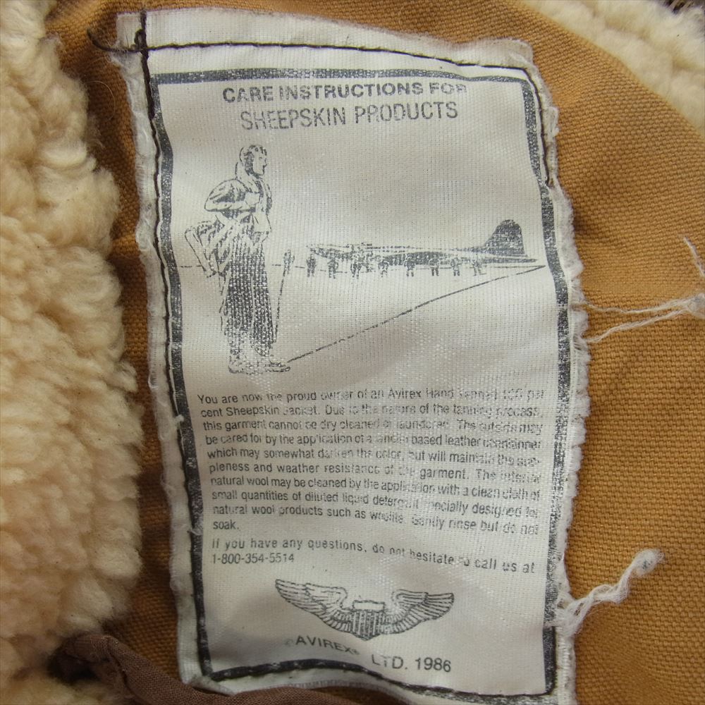 AVIREX アヴィレックス USA製 B-3 ムートン フライト ジャケット ブラウン系 40【中古】