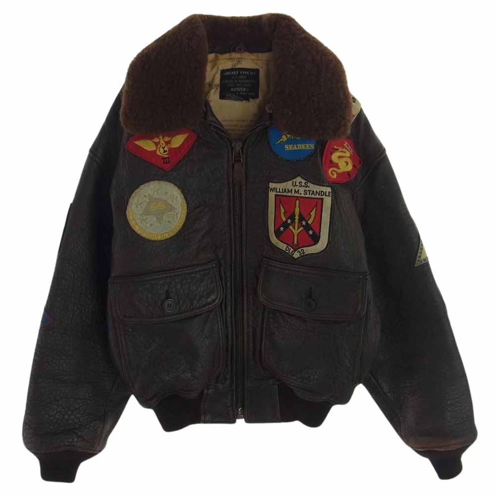 AVIREX アヴィレックス G-1 TOPGUN MODEL トップガン モデル レザー フライト ジャケット ダークブラウン系 XS【中古】