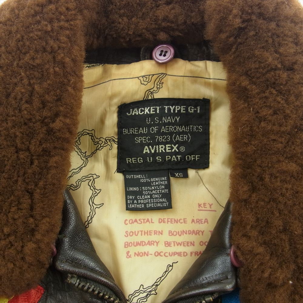 AVIREX アヴィレックス G-1 TOPGUN MODEL トップガン モデル レザー フライト ジャケット ダークブラウン系 XS【中古】