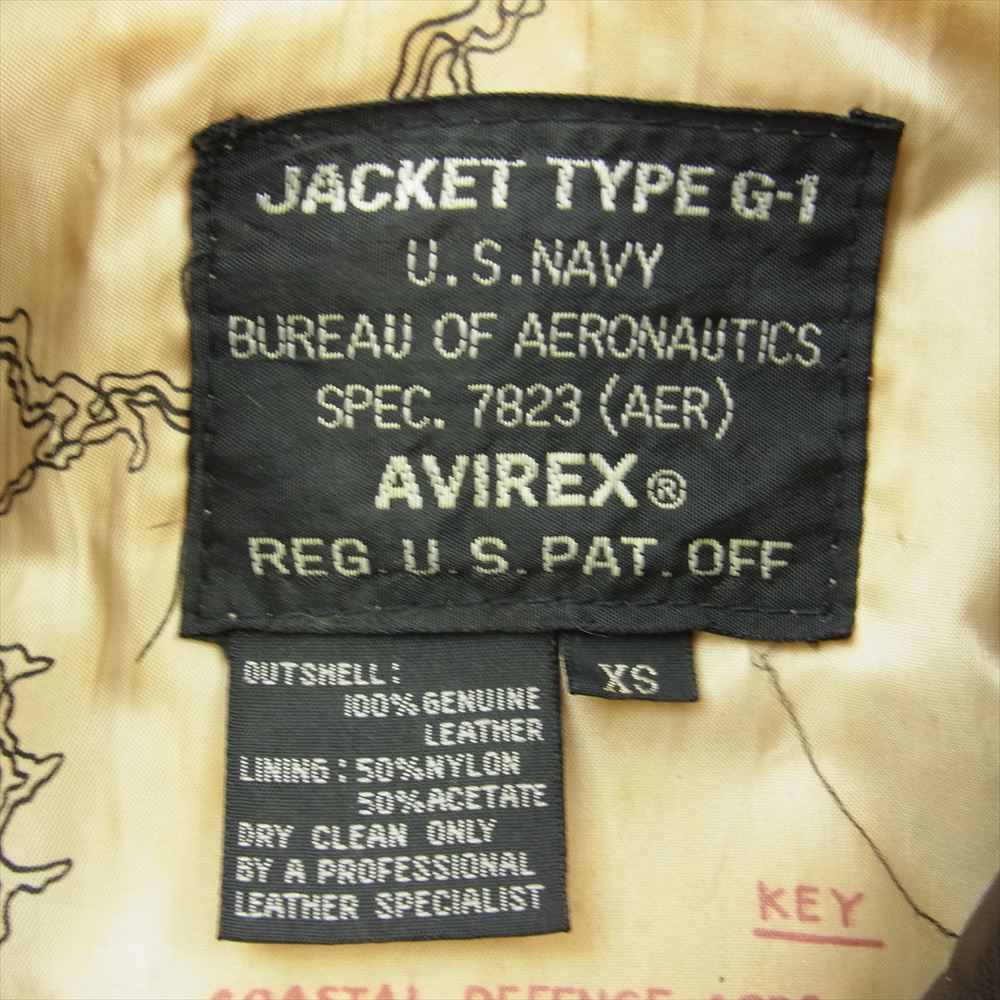 AVIREX アヴィレックス G-1 TOPGUN MODEL トップガン モデル レザー フライト ジャケット ダークブラウン系 XS【中古】