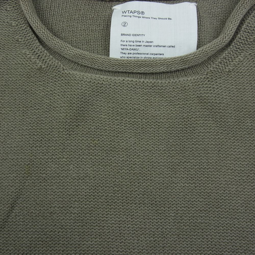WTAPS ダブルタップス 151MADT-KNM01 AVANT SWEATER WOOL アバント セーター コットン ニット カーキ系 2【中古】