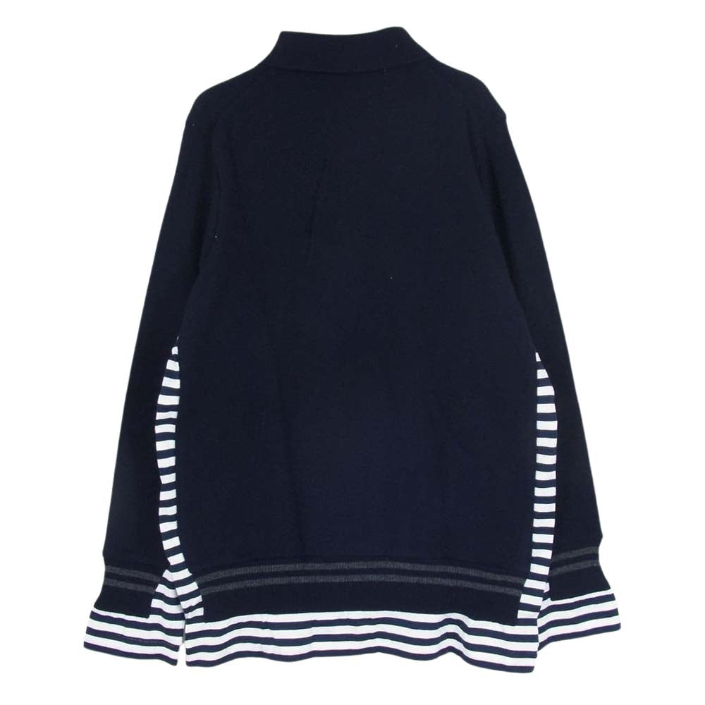 PLAY COMME des GARCONS プレイコムデギャルソン AL-T014 ニット ポロ シャツ ハート ロゴ刺繍 袖ストライプ 切り替え ネイビー系 M【中古】