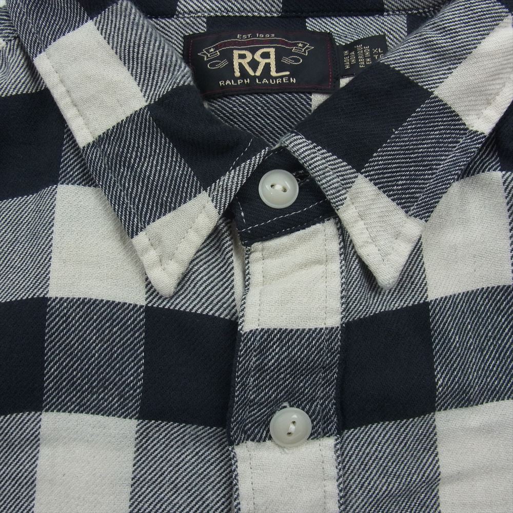 RRL ダブルアールエル × RonHerman ロンハーマン バッファロー チェック 長袖 シャツ ブラック系 XL【中古】