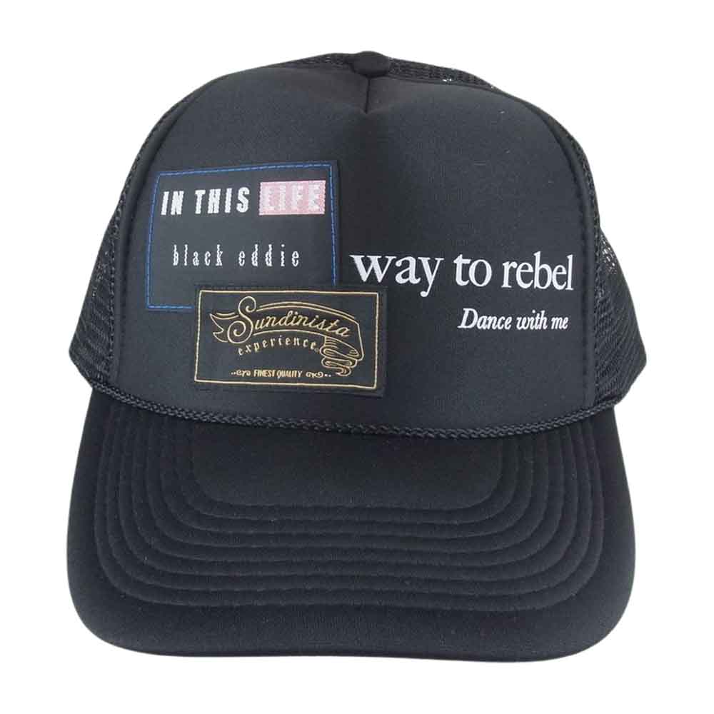 サンディニスタエクスペリエンス × black eddie ブラックエディ パッチワーク 6パネル メッシュ キャップ  ブラック系 OS【中古】