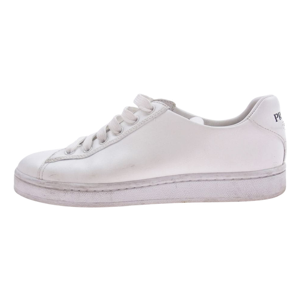 PRADA プラダ 2EG400 ロゴ レザー ローカット スニーカー ホワイト系 39【中古】