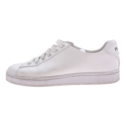 PRADA プラダ 2EG400 ロゴ レザー ローカット スニーカー ホワイト系 39【中古】