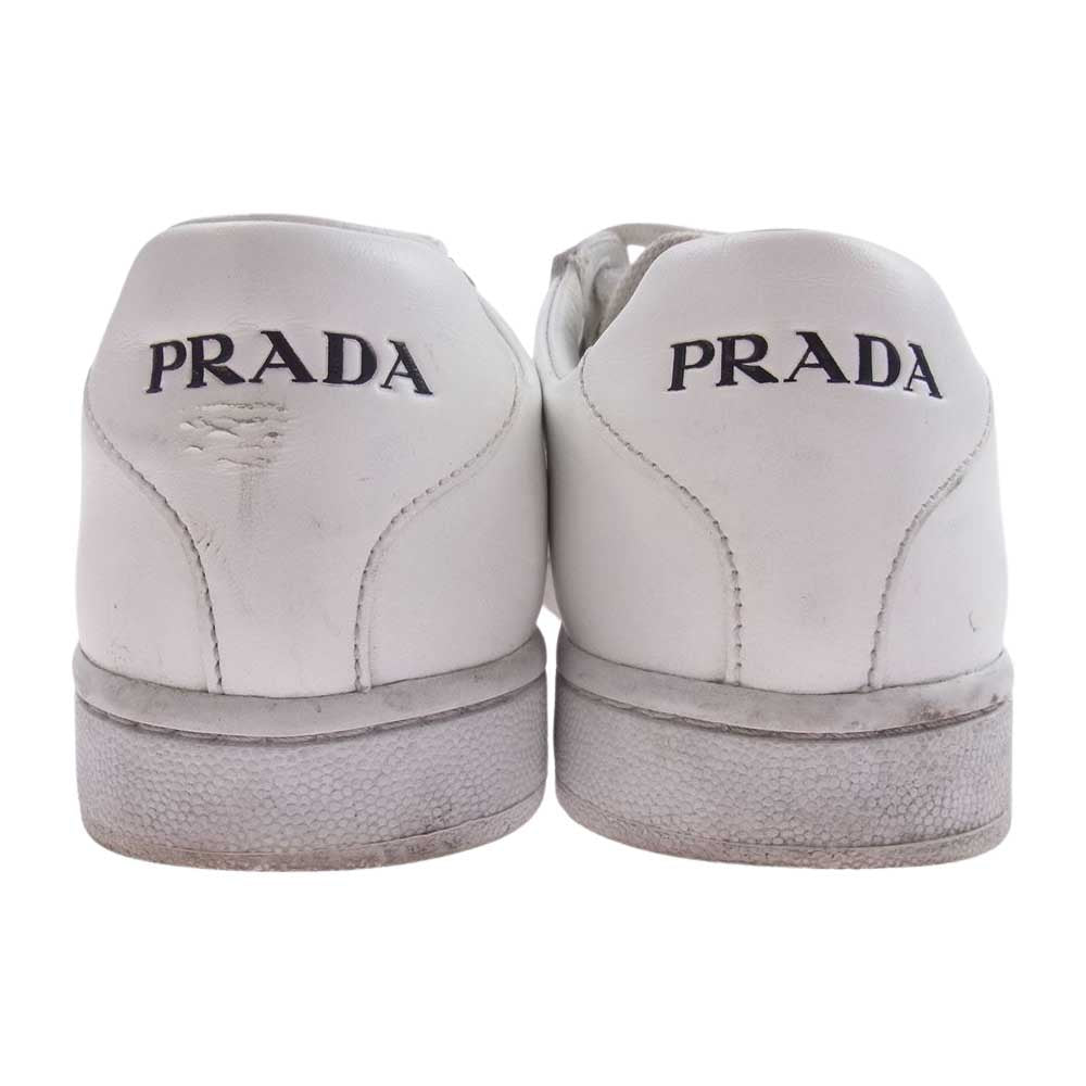 PRADA プラダ 2EG400 ロゴ レザー ローカット スニーカー ホワイト系 39【中古】