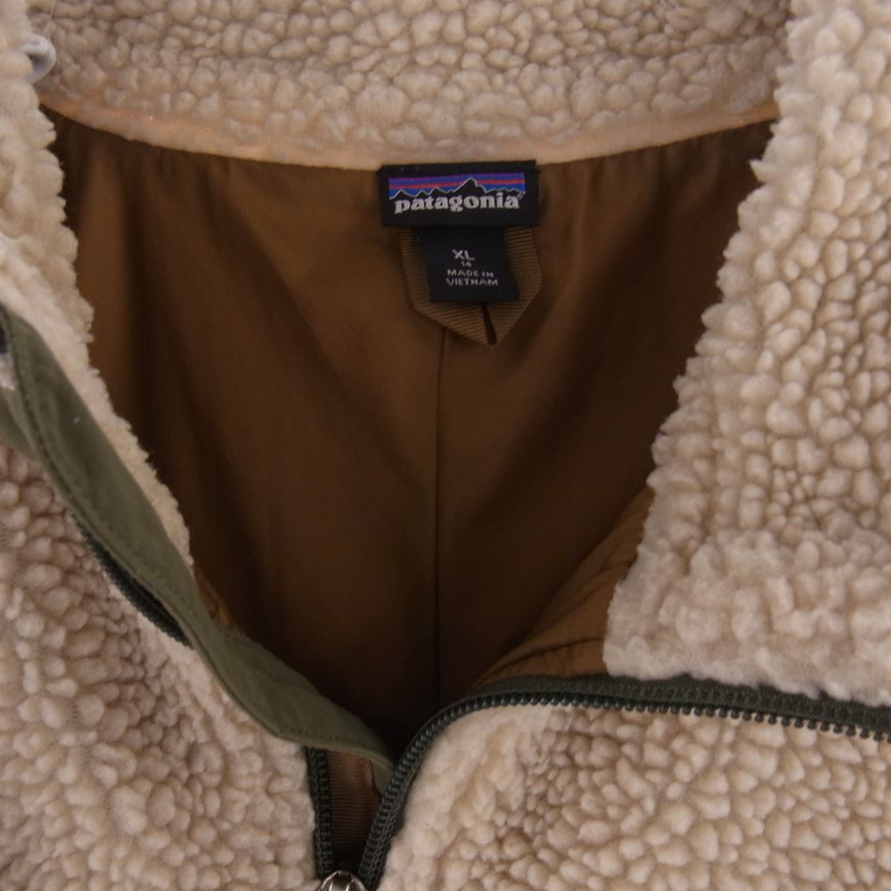 patagonia パタゴニア 18AW 65625 18年製 Kids Retro X jacket キッズ レトロX フリース ジャケット オフホワイト系 カーキ系 XL【中古】